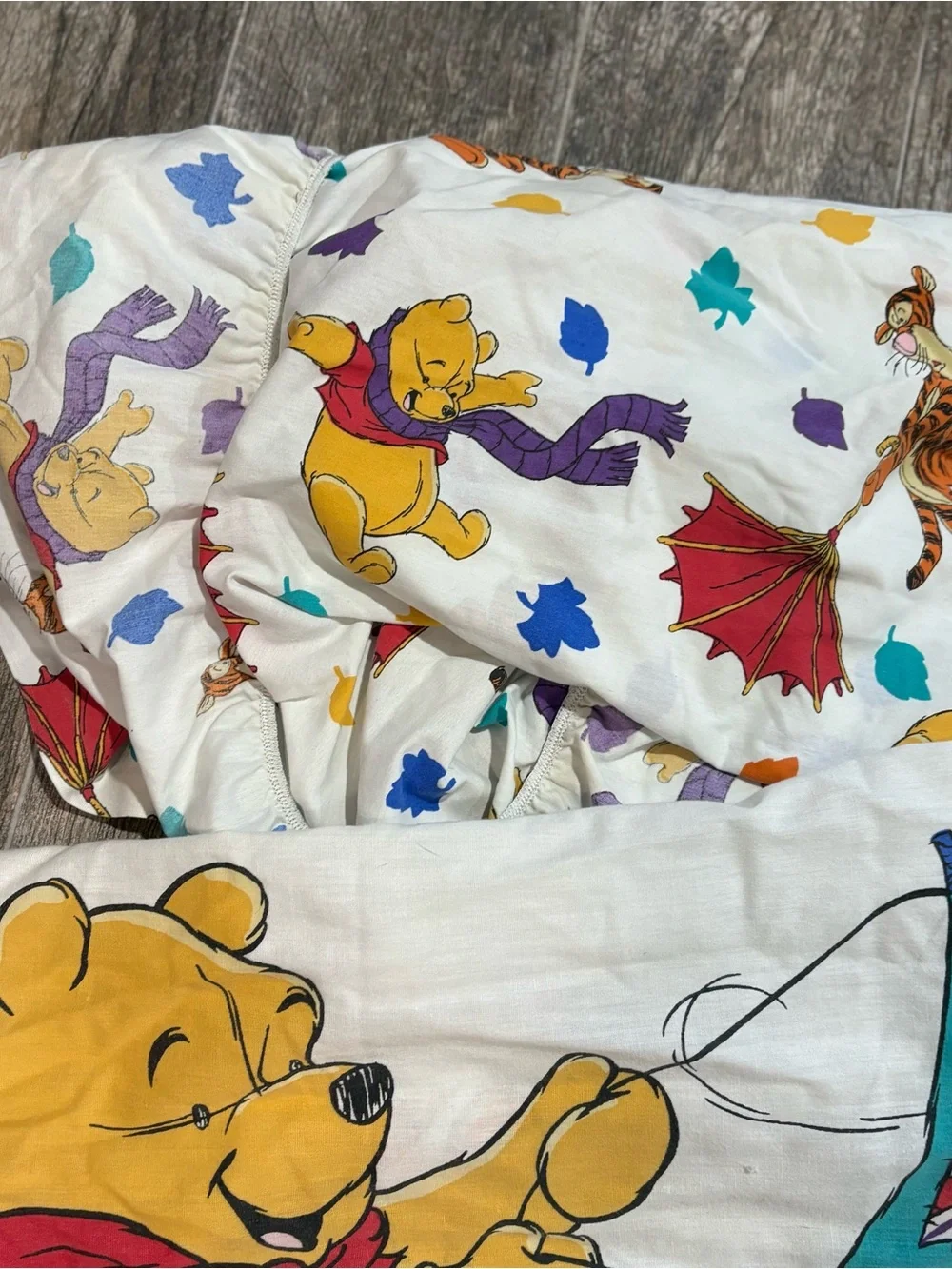 Vtg Disney Winnie The Pooh & Tigger Blustery Day Comforter & Sheets 90's 60x 83”